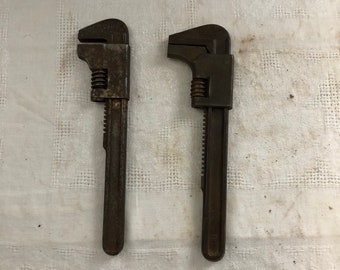 Pair Antique Adjustable Wrenches - Antique Iron Wrenches - Adjustable Wrenches