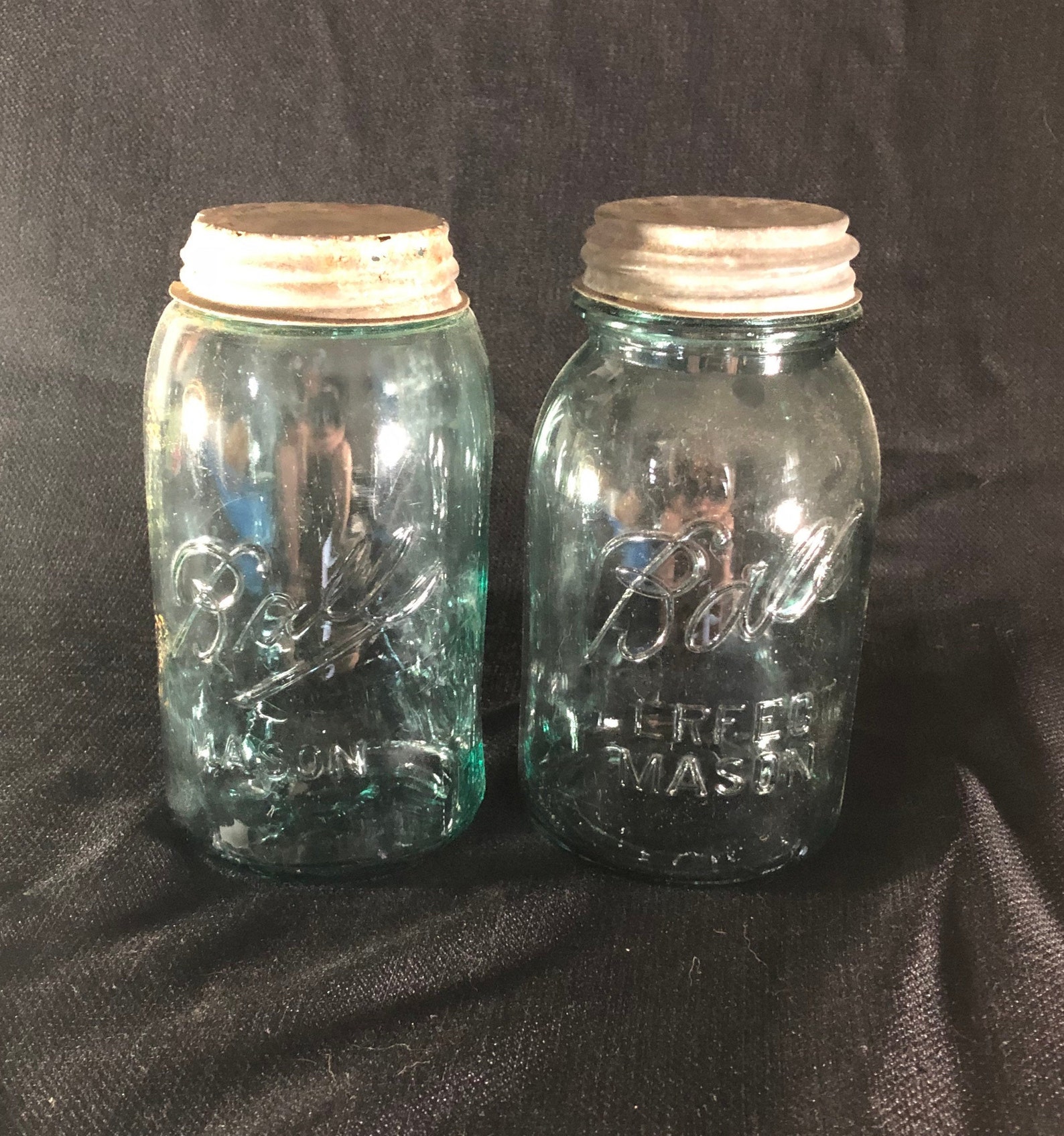 Antique Ball Quart Canning Jars With Zinc Screw on Lid Blue Etsy