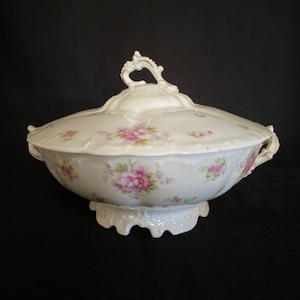 Antique Austrian Porcelain Covered Serving Bowl - 1930s Porcelain China - Made in Austria