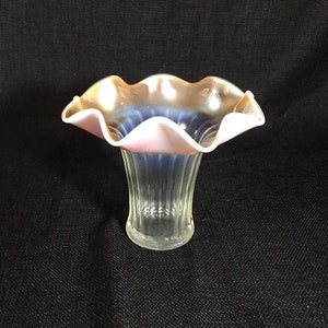 Fenton Ruffled Vase - Apricot Ruffled Rim Vase - Fenton Glass Flower Vase - Fenton Glass