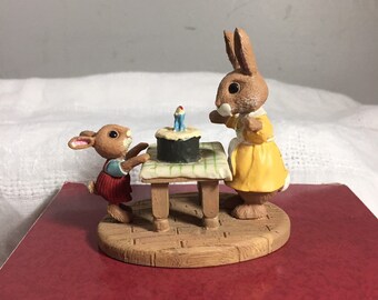 1988 Hallmark Tender Touches "Rabbits with Cake" - Vintage Hallmark - Hallmark Figurine