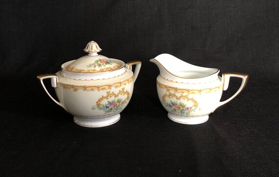 RARE Noritake Charon China Sugar Bowl and Creamer 1930 s Noritake