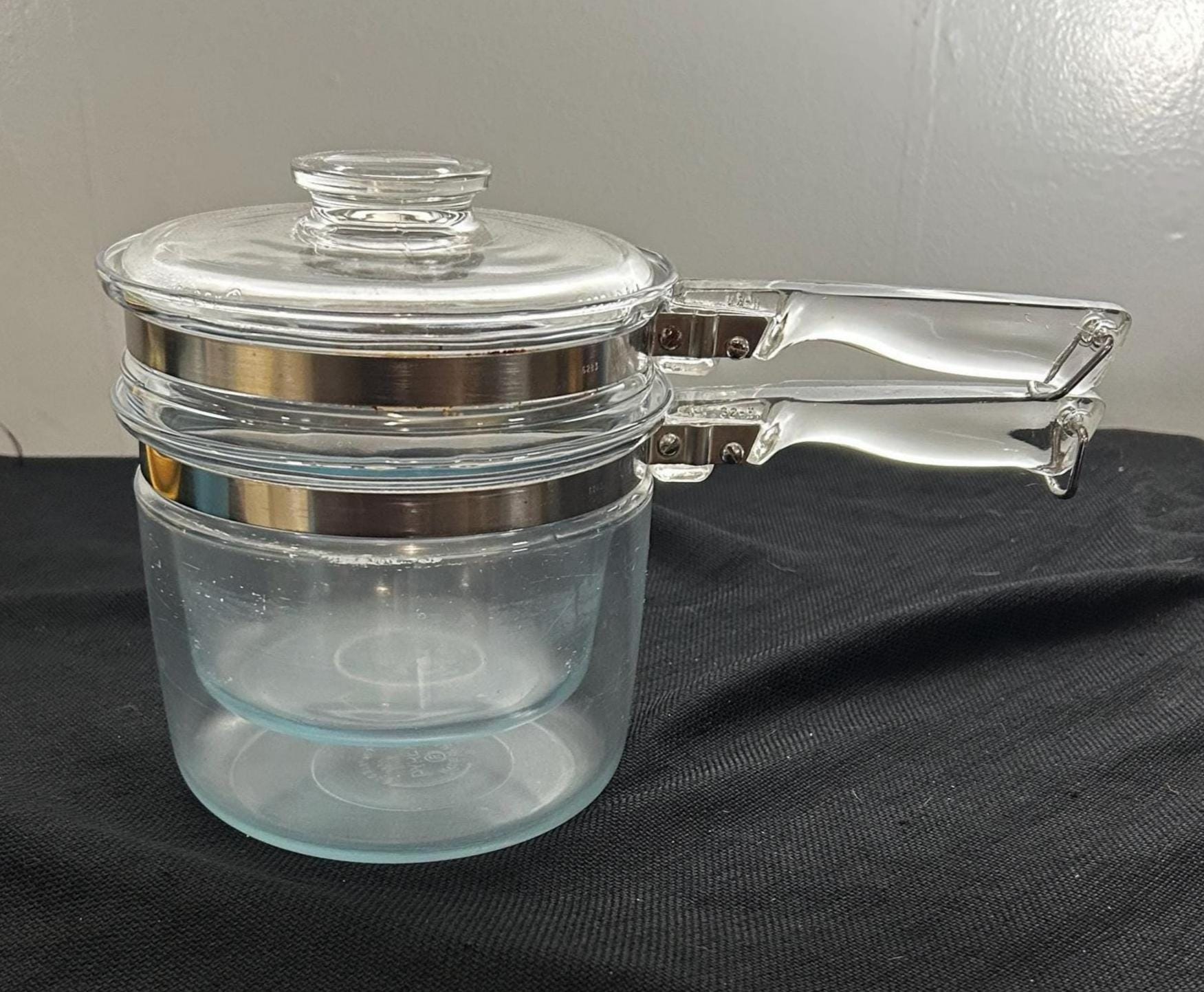Vintage Pyrex Flameware Double Boiler - 2 Quart Glass Double