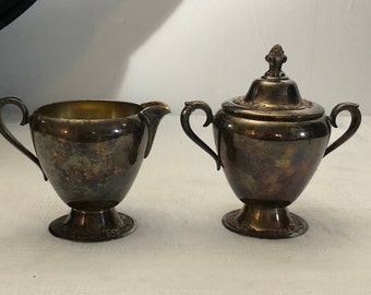 Gorgeous Rogers and Bros. Silver Plate sugar Bowl and Creamer - Rogers Silver Tea Set - Retro Kitchen