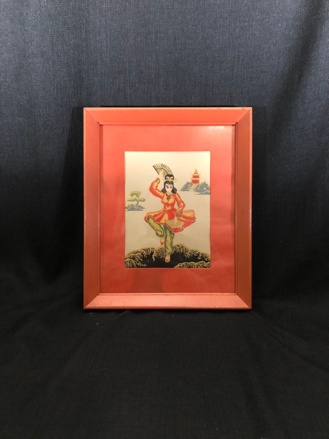 アンティークプリント○ランバート「蘭」1885年 Vintage Lambert Framed Print - Oriental Print - Orange Framed