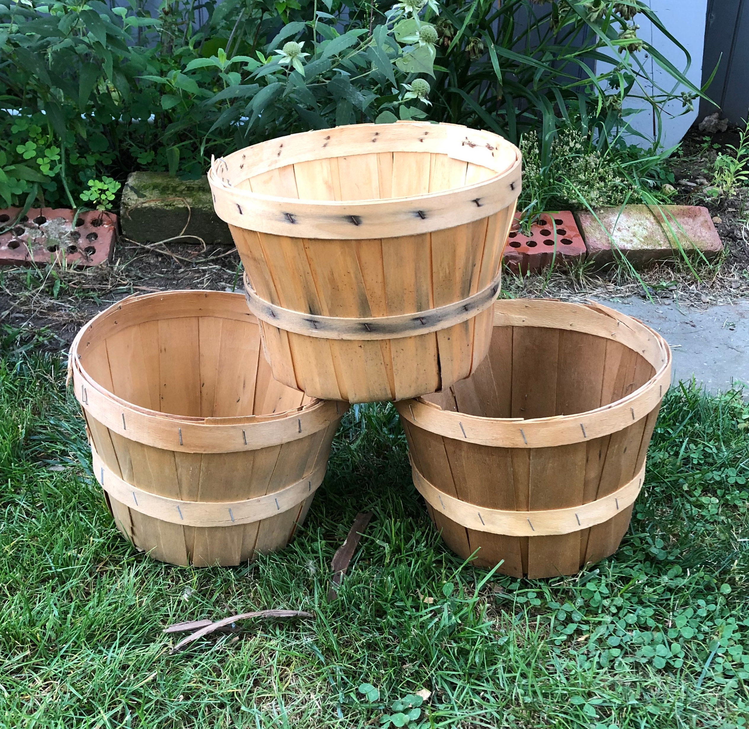 Vintage Peck Size Bushel Baskets THREE Vintage Slat Wood Etsy