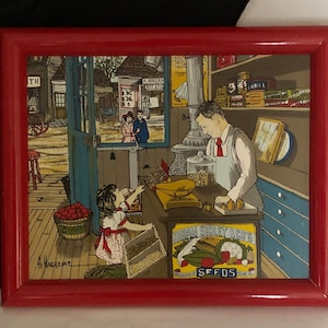 アメリカンヴィンテージ絵画 H.HARGROVE キャンパス地 セリグラフ
