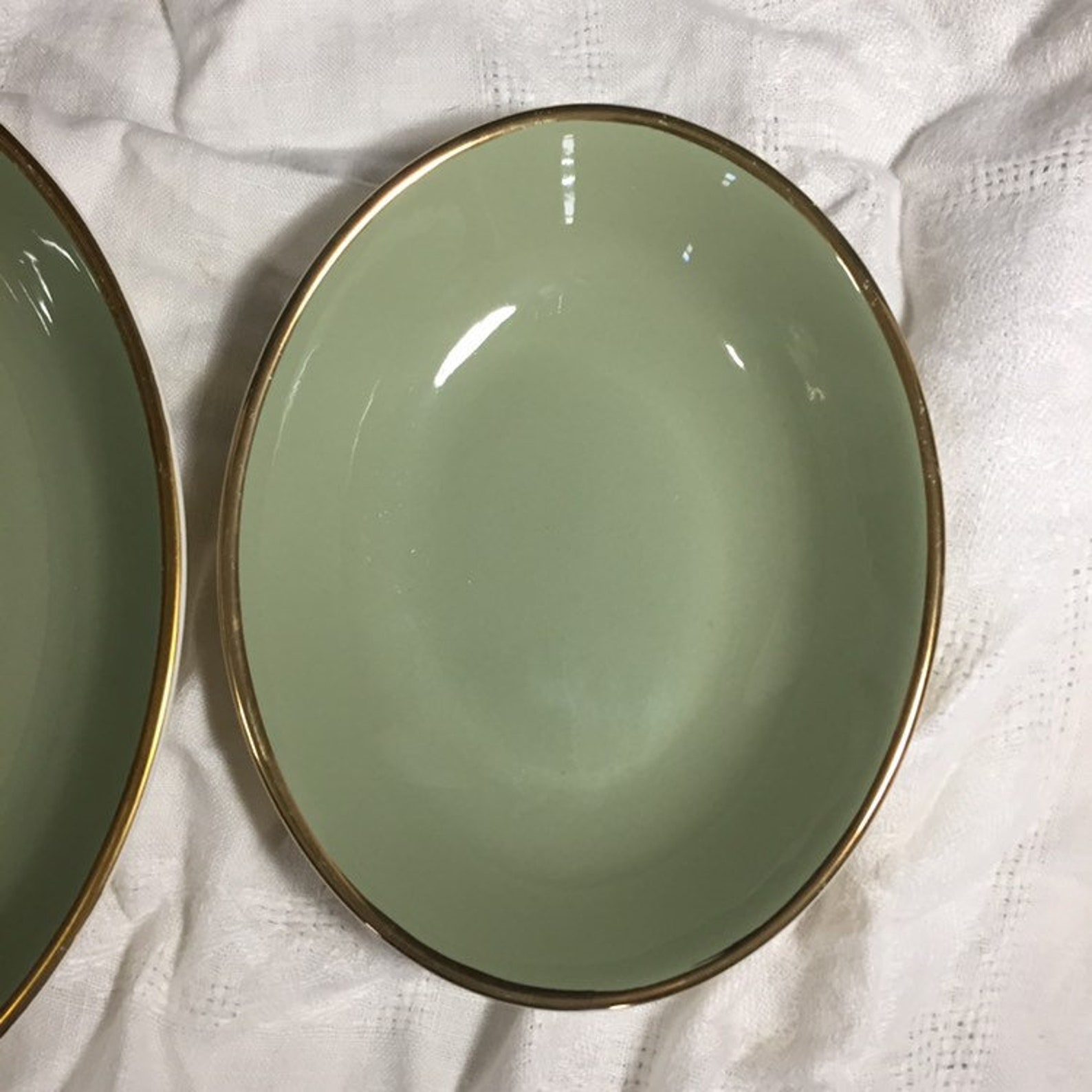 Vintage TST Chateau Buffet Serving Bowls Sage Green and Gold Etsy