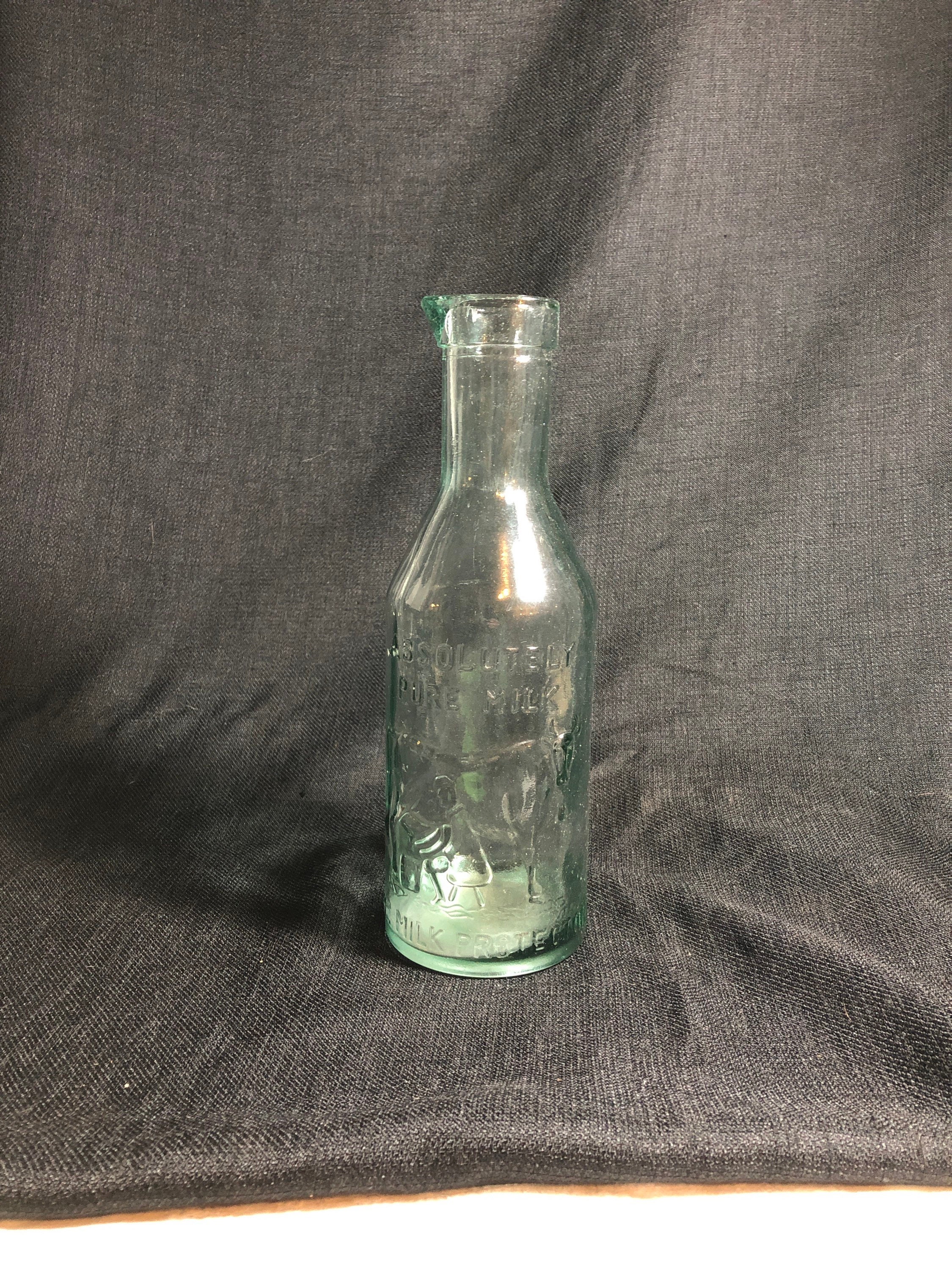 Vintage Absolutely Pure Milk Bottle Green Glass Milk Bottle Etsy