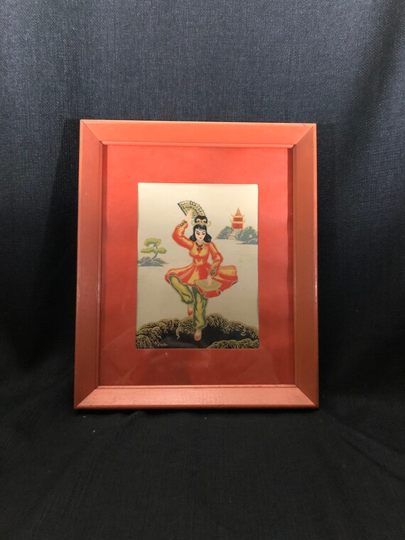 Vintage Lambert Framed Print - Oriental Print - Orange Framed