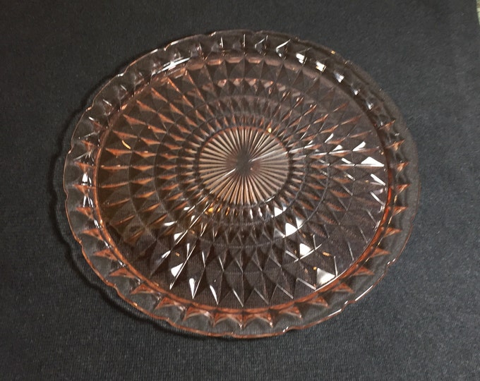 Pink Depression Glass Round Platte/tray 14 Pink Glass Etsy