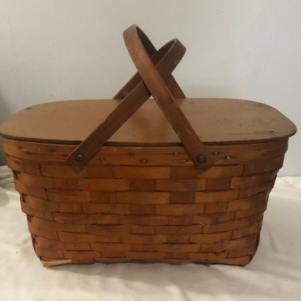 Wood Picnic Basket Etsy