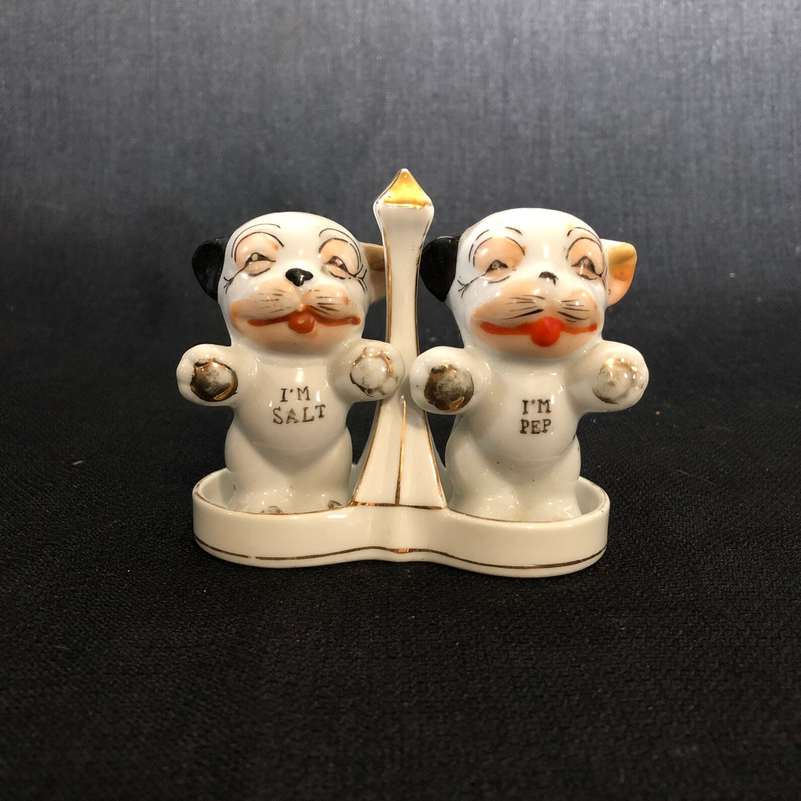 Vintage Bonzo Dogs Salt and Pepper Shakers with Carrying Tray Etsy