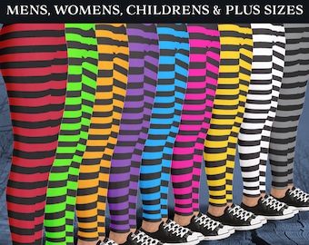 Leggings à rayures sorcières pour Halloween - Hommes, femmes, enfants et grandes tailles !