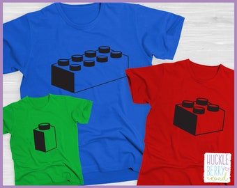 Building Blocks Father's Day Matching Family Shirt Set Adult and Child Tees