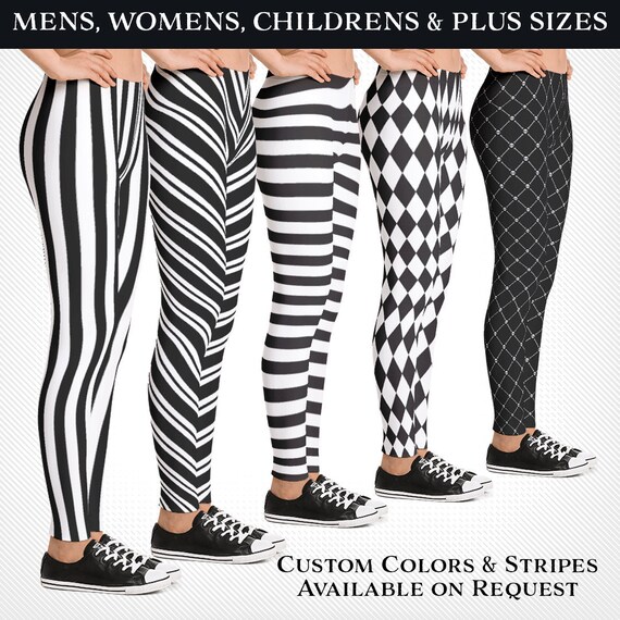 black and white striped leggings plus size