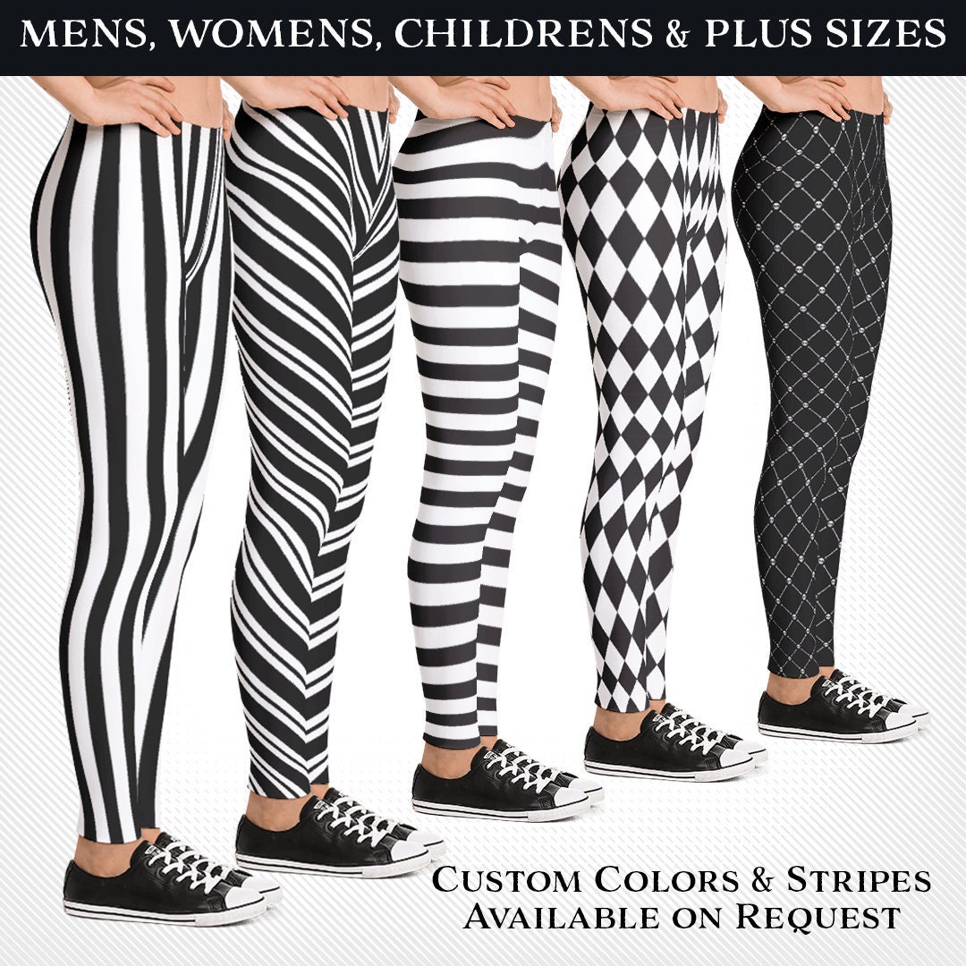 Alexvyan 24 to 30 Black & White Vertical Striped Leggings Tights Women  Circus Stripe Leggings Ladies