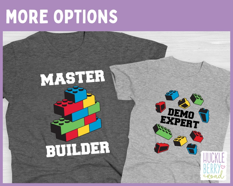 Demo Expert OR Master Builder OR Clean Up Crew Building Blocks Birthday Shirt / Child or Toddler Tee Shirt Sizes Available image 5