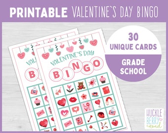 IMPRIMABLE Jeu de Bingo de la Saint-Valentin | 30 cartes uniques | Jeux de fête de la Saint-Valentin | Activité de Saint-Valentin pour les enfants | Fête de classe de l’école primaire