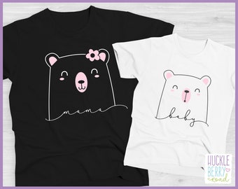 Ensemble de chemise familiale assortie pour maman ours et bébé ours T-shirts pour adultes et enfants