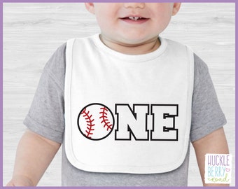 Baseball First Birthday Smash Cake Bib