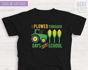 I Plowed Through 100 Days of school Tractor Farming 100 Days of School Youth/Toddler Tee Shirt