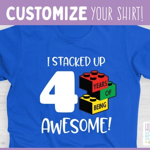 Building Blocks Birthday Shirt / Custom Years of Being Awesome / Stacking Blocks / Child or Toddler Tee Shirt Sizes Available image 1