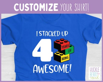 Building Blocks Birthday Shirt / Custom Years of Being Awesome / Stacking Blocks / Child or Toddler Tee Shirt Sizes Available