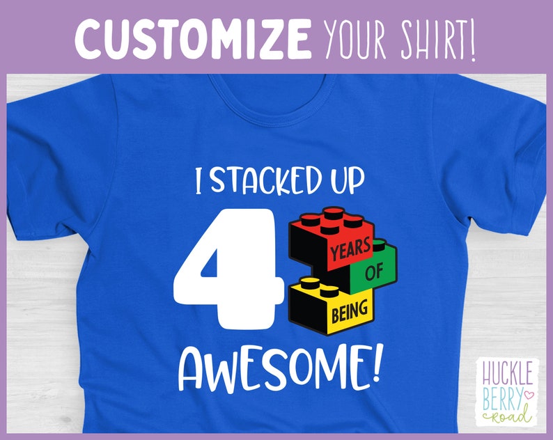 Building Blocks Birthday Shirt / Custom Years of Being Awesome / Stacking Blocks / Child or Toddler Tee Shirt Sizes Available image 1