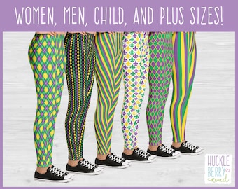 Mardi Gras Leggings, Mardi Gras Costume, Plus Size Mardi Gras Leggings