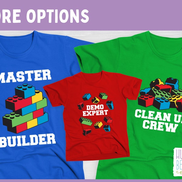 Demo Expert -OR- Master Builder -OR- Clean Up Crew Building Blocks Birthday Shirt / Child or Toddler Tee Shirt Sizes Available