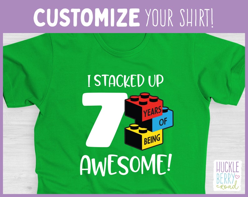 Building Blocks Birthday Shirt / Custom Years of Being Awesome / Stacking Blocks / Child or Toddler Tee Shirt Sizes Available image 3