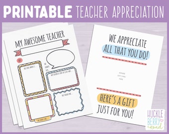 All About My Teacher Printable Teacher Appreciation End of - Etsy