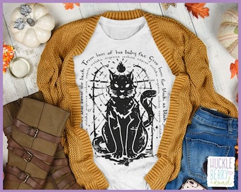 Thackery Binx Hocus Pocus Spell T-shirt d'Halloween | Chemise d'Halloween des années 90 | Chemise chat noire | T-shirts pour adultes et enfants disponibles