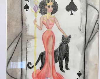 Watercolor: Queen of Spades