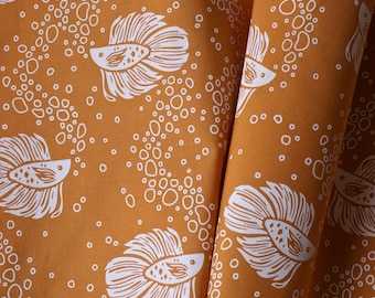Betta Fish cotton fabric print | Hand screen printed textile | 100% cotton quilting fabric
