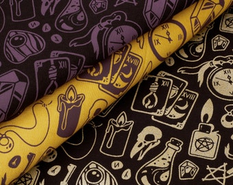 City Witch Fabric Collection // Witchcraft Pattern Series // Witchy Supernatural Occult Printed Fabric // 100% Cotton Fabric