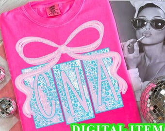 CNA Coquette Bow PNG pastel pink and blue instant download for sublimation, digital download, clipart