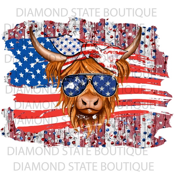 Patriotic Cow Flag Glitter Grunge PNG Digital Download - Etsy