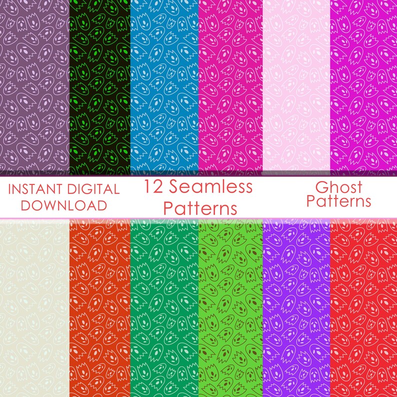 Fghost Patterns Ghost Pattern Digital Paper, 12 Colors, Seamless, Instant Download - Etsy