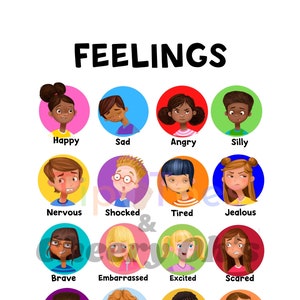 Kids Feelings Chart, Educational Poster, Kids Emotions, Homeschooling ...