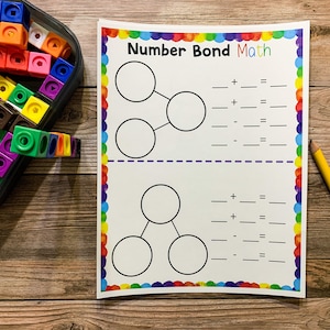 Number Bond Fact Families, Number Bond Worksheet, Math, Decomposing Numbers, Addition and Subtraction, Multiplication, Division, Homeschool