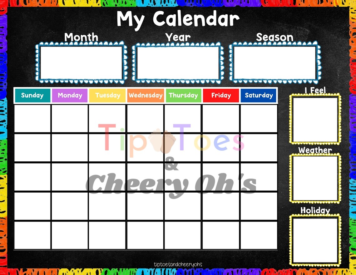 Kids Printable Calendar Printable Perpetual Calendar 2022 - Etsy