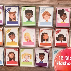 Tarjetas didácticas de sentimientos de niños en blanco, tarjetas didácticas de jardín de infantes, aprendizaje Montessori, emociones de los niños, imprimible en preescolar, aprendizaje para niños pequeños
