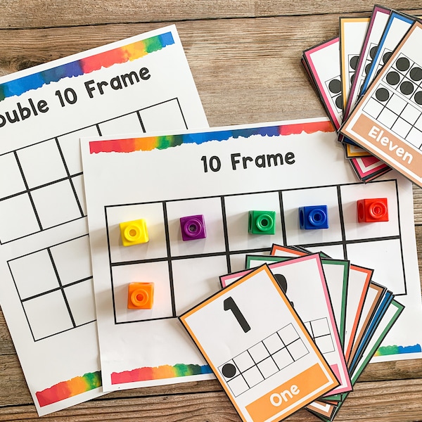 Ten Frame Flash Cards, Ten Frame Counting, Math Printable, Ten Frame, Homeschool, Ten Frame Math, Kindergarten, Ten Frame Card, Number Sense