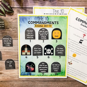 The Ten Commandments, Homeschool Printable, 10 Commandments, Bible Activity, Sunday School, Christian Kids, Homeschool, Bible Verse, Bible