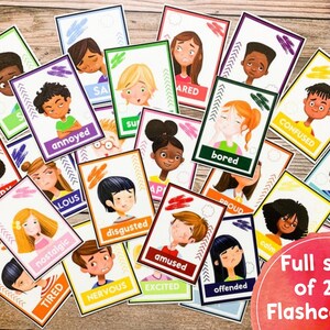 Flashcards de sentimentos infantis, flashcards de emoções, aprendizagem Montessori, emoções infantis, ensino em casa, pré-escola para impressão, aprendizagem infantil