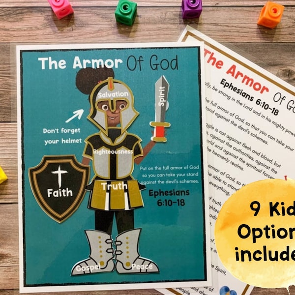 Armor of God Printable, Bible Study, Homeschool Printable, Sunday School, Armor of God Printable, Bible Verse, Christian Kids