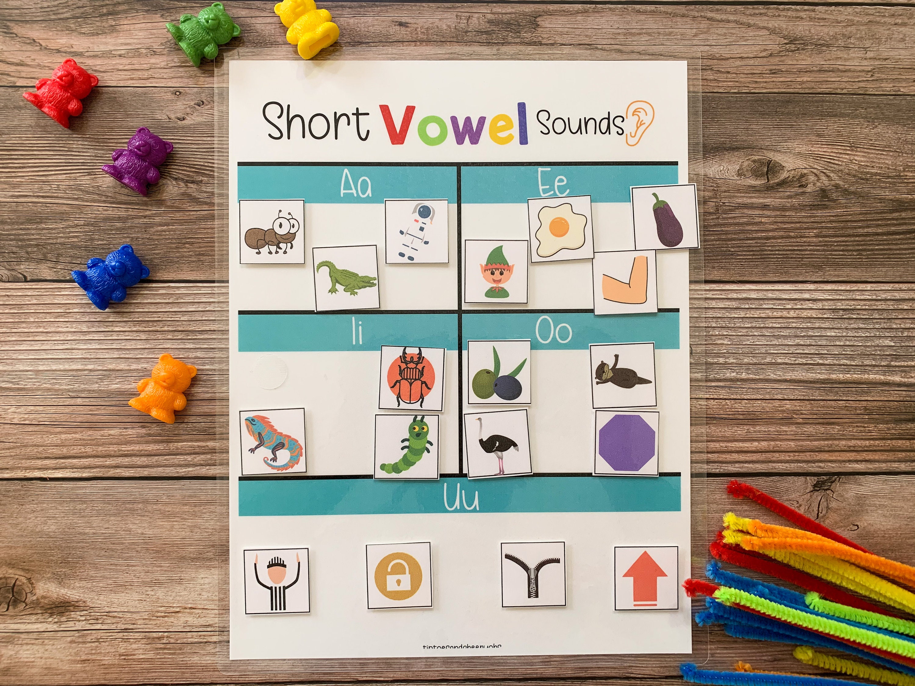 short vowel sounds game educational vowel chart matching etsy