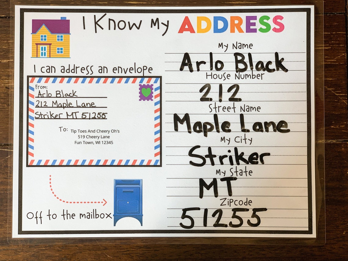 Learn My Address Printable Learn My Address Printable